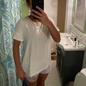 White ruffle sleeve top